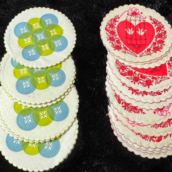 Vintage Hallmark Paper Coasters Valentines & Geometric Design Total of 13 - Picture 1 of 4